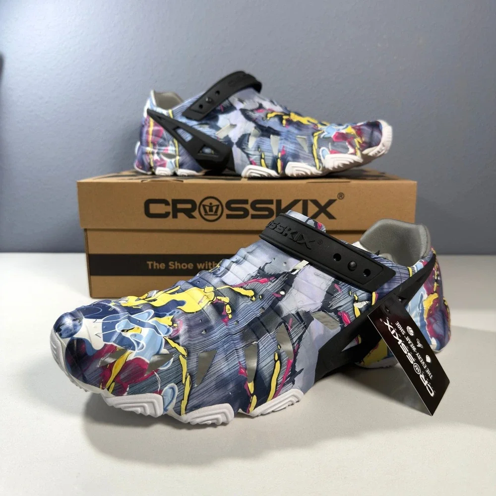 Crosskix Hybrid Shoes Mens Blue Graffiti New Water Every-Wear Clogs Unisex 13